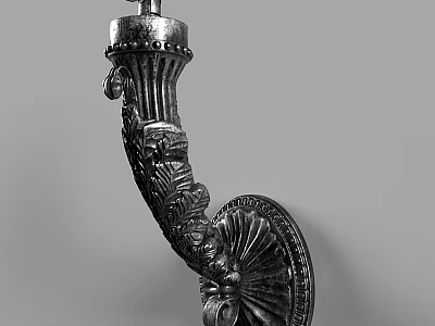Silver Classical Wall Decor Featuring Intricate Carvings Columnar Structure and Curved Ornaments 3d model