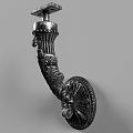 Silver Classical Wall Decor Featuring Intricate Carvings Columnar Structure and Curved Ornaments