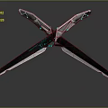 Futuristic Crossed Knives Weapon Design With Green Accents And Sharp Blades