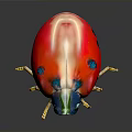 Colorful Glass Ladybug Sculpture With Red Body Blue Head And Golden Legs