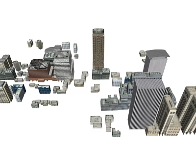 Detailed City Building Models Featuring Skyscrapers And Various Architectural Styles 3d model