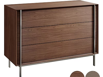 Modern Wooden Dresser with Three Drawers Metal Legs and Color Options 3d model