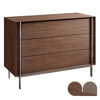 Modern Wooden Dresser with Three Drawers Metal Legs and Color Options 3d model