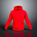 Stylish Red Front Zipper Hoodie With Long Sleeves For Everyday Wear