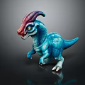 Vibrant Blue Fantasy Creature Character With Purple Red Horned Head And 3D Render Design
