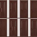 Wooden Hinged Doors With Various Carved Patterns And Panel Designs 3d model