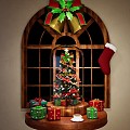 Modern Decoration Combination Christmas Tree Glass Cover Christmas Decoration Decoration Holiday Atmosphere Decoration Glass Cover Display Decoration Christmas Jewelry Gift 3d model