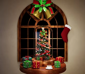 Modern Decoration Combination Christmas Tree Glass Cover Christmas Decoration Holiday Atmosphere Decoration Glass Cover Display Decoration Christmas Jewelry Gift 3d model
