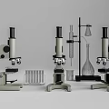 Laboratory Essential Research Setup With Microscopes Test Tubes Beakers And Flasks 3d model
