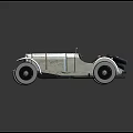 Vintage White Convertible Classic Car With Brown Seats And Retro Headlights