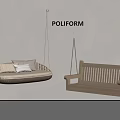 Stylish Poliform Modern Hanging Furniture With Wicker Bed And Wooden Bench