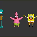 SpongeBob SquarePants Patrick Star And Squidward Tentacles Cartoon Character Figurines Standing Together
