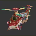 Colorful Red Green Toy Helicopter With Decorative Propellers And Intricate Design