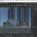 Modern Commercial Street With Glass Facades High Rise Buildings And Evening Pedestrians
