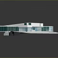 Future Architecture Design With White Geometric Exterior Glass Curtain Walls And Open Layout