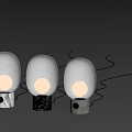 Modern Table Lamps With White Spherical Shades And Marble And Gray Bases On White Surface