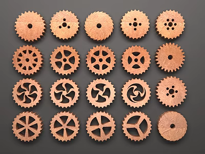 Assorted Metal Gears Hardware Tools with Diverse Designs and Mechanical Applications 3d model