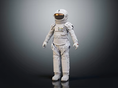 Man in White Astronaut Suit Standing with Detailed Helmet and Full Body Gear 3d model