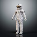 Man in White Astronaut Suit Standing with Detailed Helmet and Full Body Gear