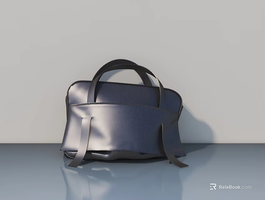 Black Leather Duffle Bag With Smooth Surface And Adjustable Straps On Gray Background 3d model
