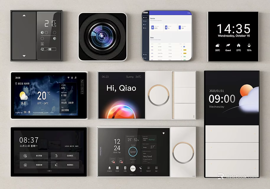 Smart Switch Panels With Camera Display Time Temperature Voice Control For Smart Home 3d model 