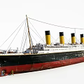 Classic Large Vintage Ship With Yellow Funnels Black Red Hull And White Superstructure