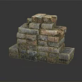 Stacked Bricks With Multi Colored Tones Vintage Texture And Reflection On Dark Background