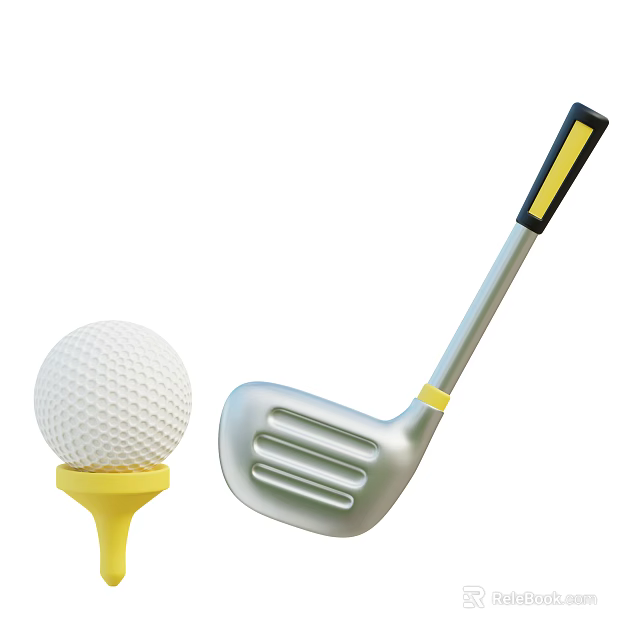 Premium Golf Sports Equipment Featuring Golf Ball Tee And Iron Club 3d model 