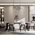 Modern Dining Table and Chair Combination Dining Table 3d model