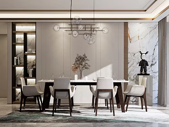 Modern Dining Table and Chair Combination Dining Table 3d model