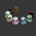 Multiple Stormtrooper Helmets With Various Designs And Colors Arranged In Circle On Dark Background