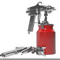 Industrial Spray Gun Equipment Design With Metal Components And Red Canister
