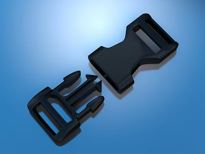 Durable Black Plastic Hardware Tools Buckle With Two Piece Design For Straps 3d model