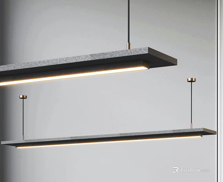 Modern Chandeliers With Long Strip Design Gray Panel And LED Light For Interior Space 3d model 