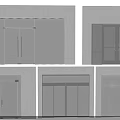 Modern Glass Doors In Different Styles Featuring Metal Frames And Handles 3d model
