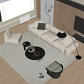 Modern Sofa Coffee Table Three-Person Sofa Single-Person Sofa Casual Chair Coffee Table Floor Lamp 3d model