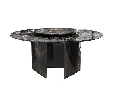 Modern Round Marble Dining Table With Sleek Black Base And Minimalist Design 3d model