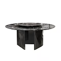 Modern Round Marble Dining Table With Sleek Black Base And Minimalist Design 3d model