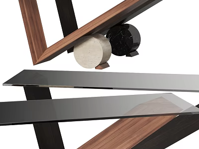Stylish Modern Console Table With Glass Top And Wooden Frame Design 3d model