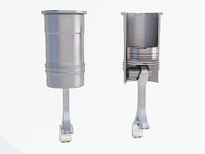 Automotive Metal Engine Pistons With Cylindrical Body And Connecting Rods 3d model