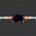 Anime Style 3D Character With Blue Outfit Orange Inner Shirt And Black Spiky Hair Standing