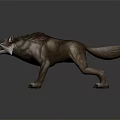 Wolf With Open Mouth Showing Sharp Teeth And Spiky Fur In Aggressive Posture 3d model