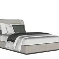 Modern Light Luxury Single Bed with Upholstered Headboard and Soft Bedding