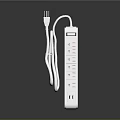 White Power Strip With Multiple Outlets And Long Power Cord
