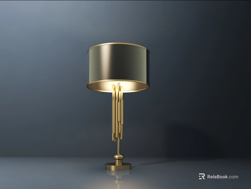 Elegant Modern Table Lamp With Metallic Shade And Gold Stand Design 3d model