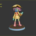 Game And Movie Character With Pink Hair Yellow Hat Red Buttons Yellow Boots Standing Pose
