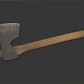 Vintage Axe with Wooden Handle and Rustic Metal Head Displayed on Dark Background