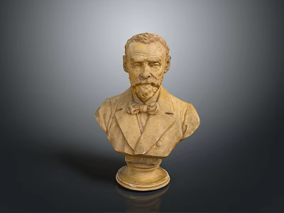 Classical Furniture Decorative Bust Sculpture Made Of Stone With Pedestal Base And Intricate Details 3d model
