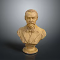 Classical Furniture Decorative Bust Sculpture Made Of Stone With Pedestal Base And Intricate Details