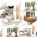 Elegant Decorative Ornament Combinations With Vases Bowls Candle Holders Plants And Photo Frames